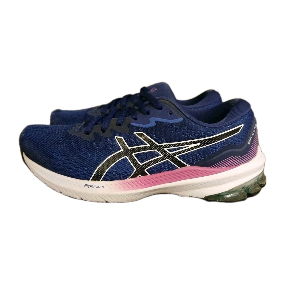 ASICS GT1000 12 Womens Running Shoes Blue Pink FlyteFoam Stability Sneakers 6.5W